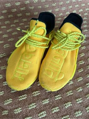 adidas Yellow Knit Sneakers with Black Collar
